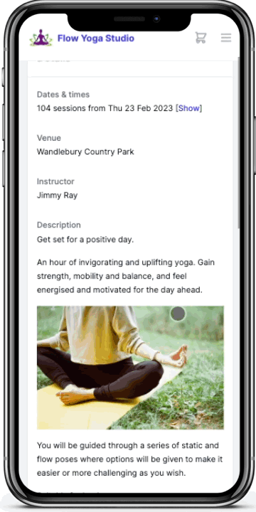 Intuitive class booking process