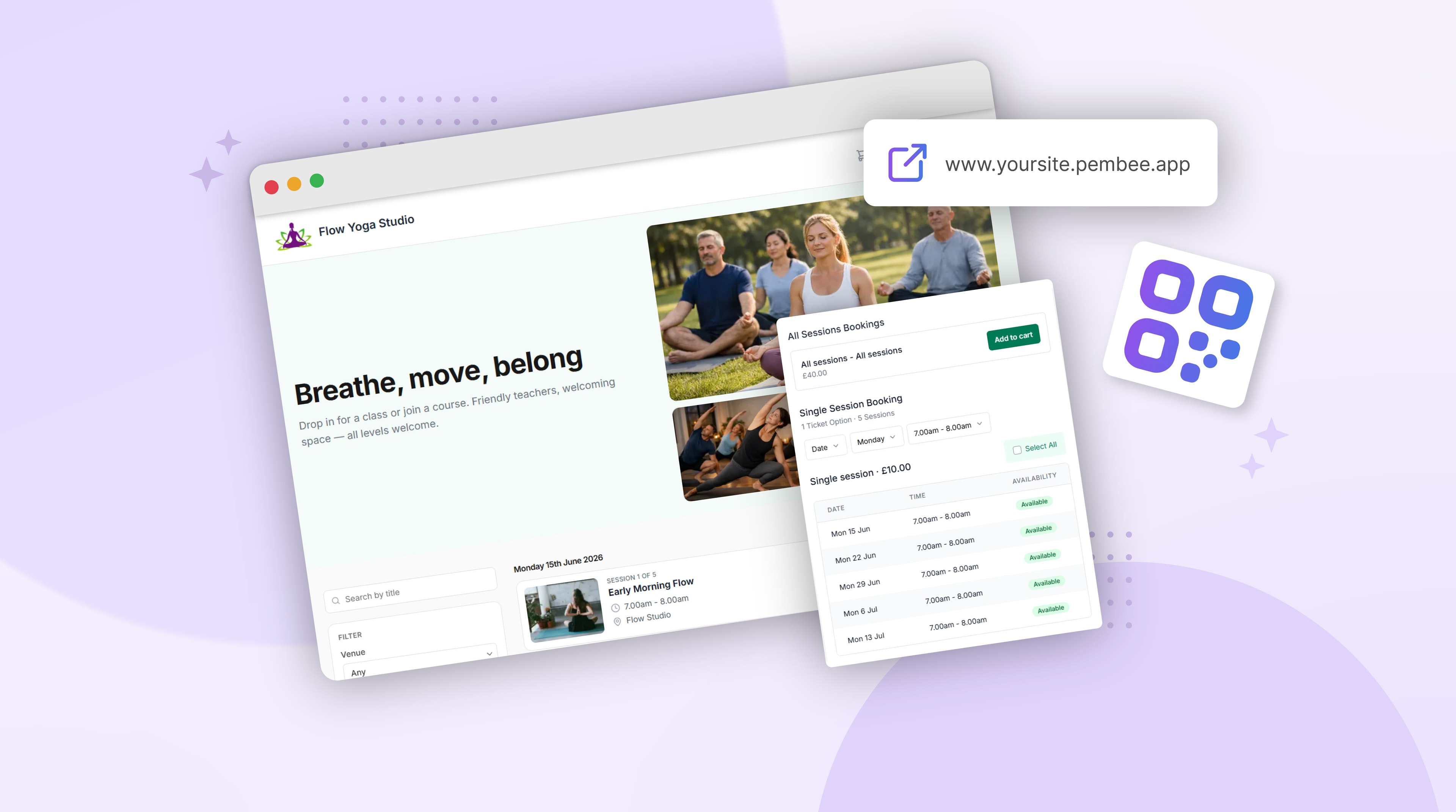 The customer-facing fitness studio booking page