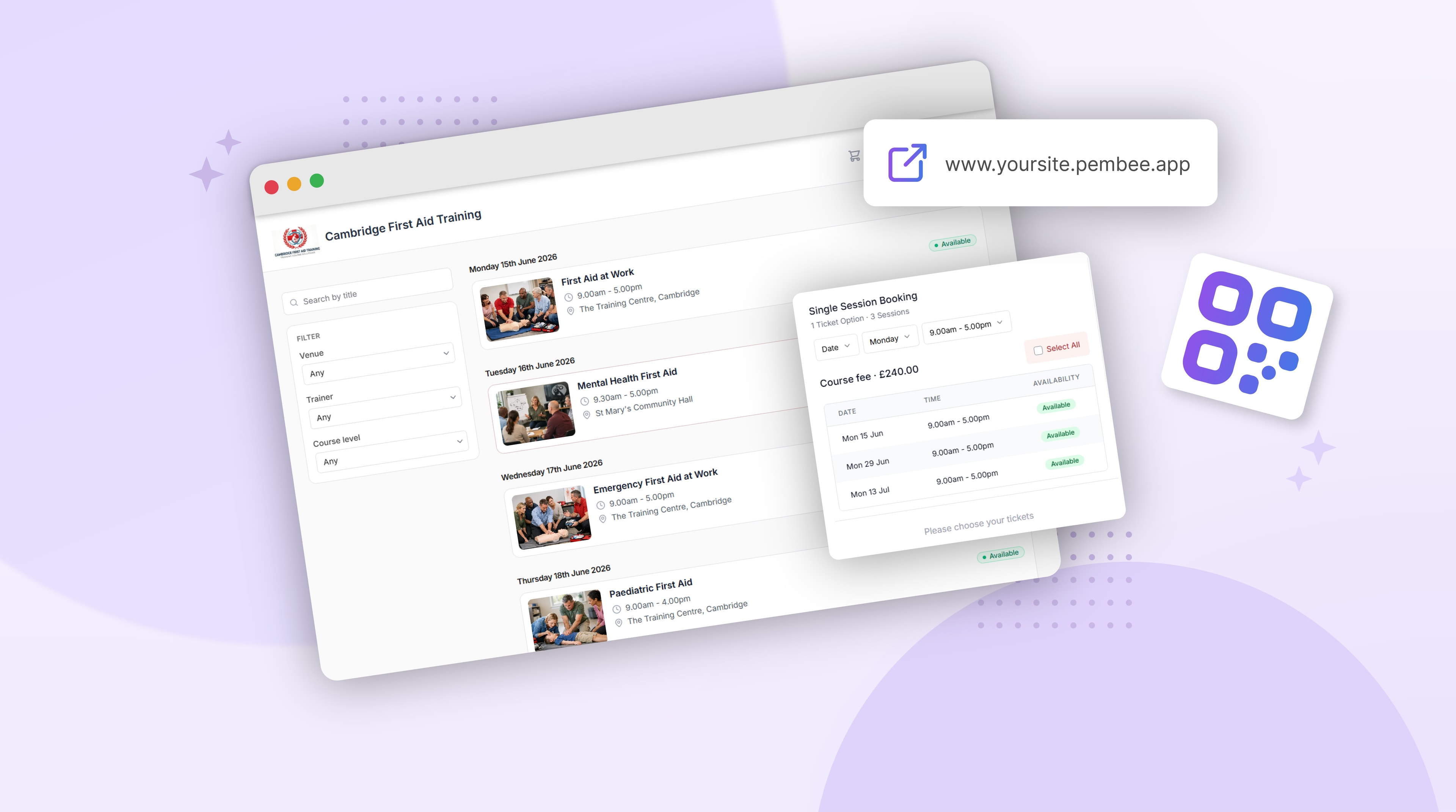 The customer-facing booking page for Allstars Sports Group