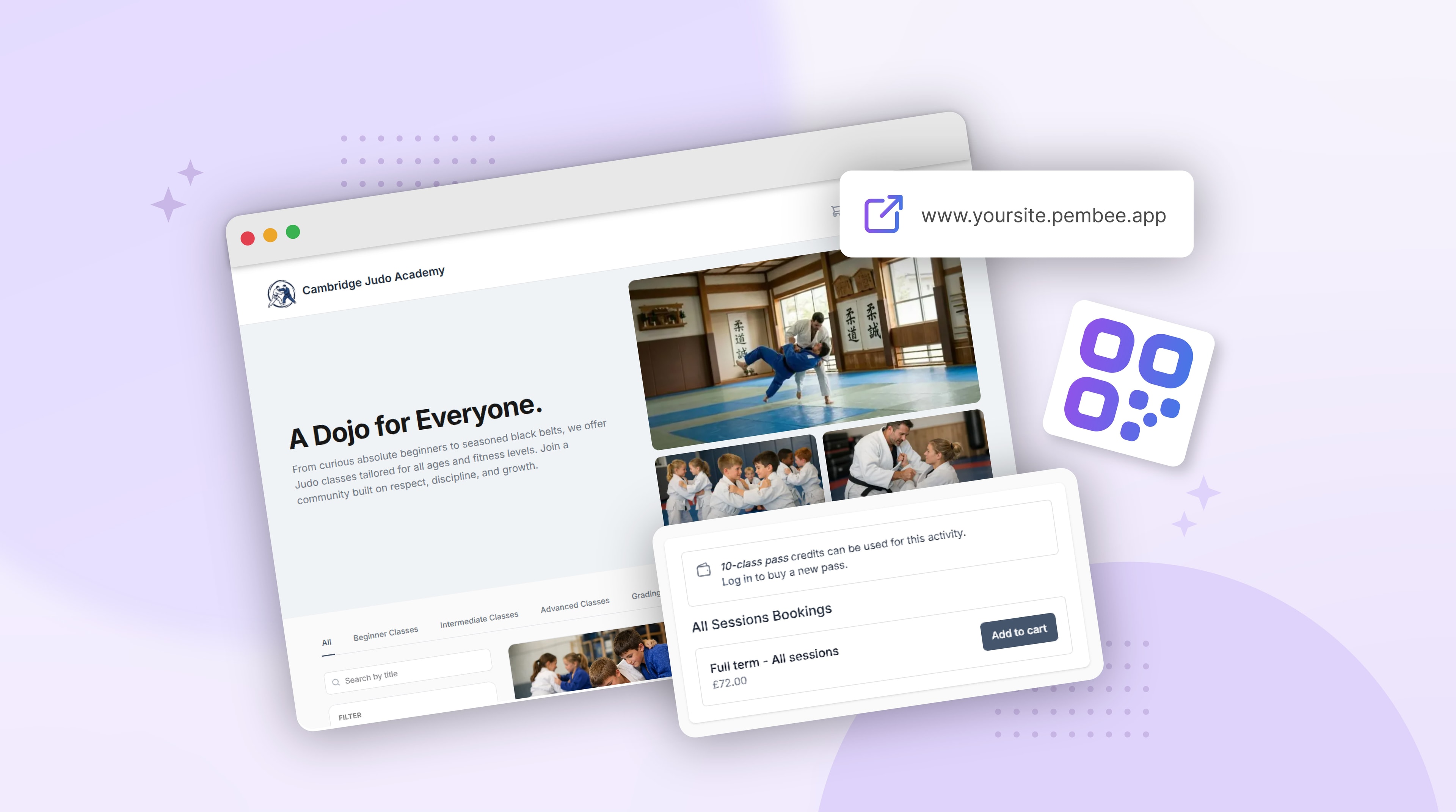 The customer-facing dojo booking page